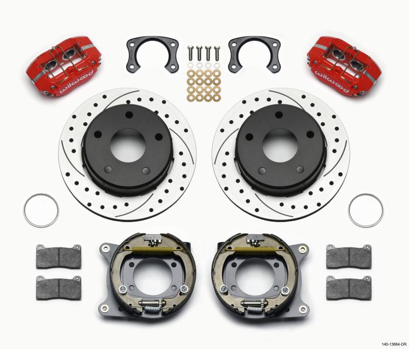 Wilwood Dynapro Lug Mount P/S Park Brake Kit Drilled Red Big Ford New 2.38in Off Bronco 5 x 5.50 140-13664-DR Main Image