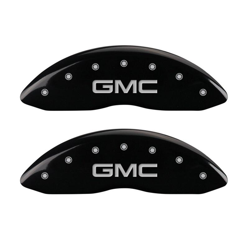 MGP Front set 2 Caliper Covers Engraved Front GMC Black finish silver ch 34207FGMCBK Main Image