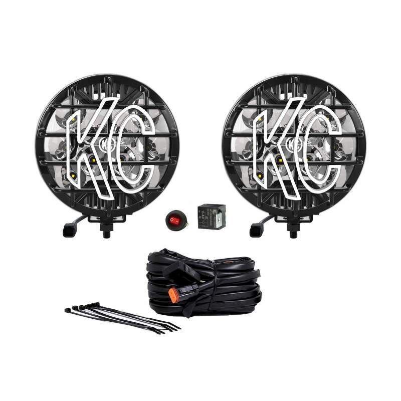 KC HiLiTES SlimLite 6in. LED Light 50w Spot Beam (Pair Pack System) - Black 100 Main Image