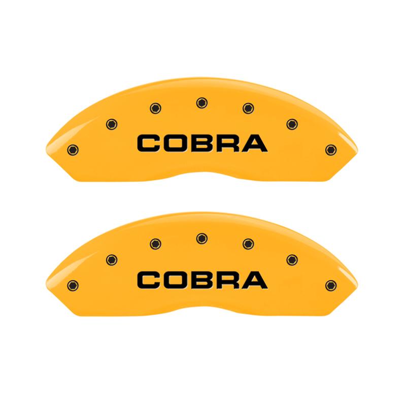 MGP 4 Caliper Covers Engraved Front & Rear Cobra Yellow Finish Black Char 2006 Ford Mustang 10197SCOBYL Main Image