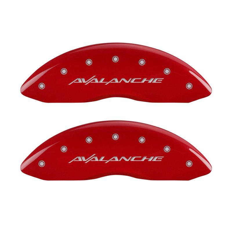 MGP 4 Caliper Covers Engraved Front & Rear Avalanche Red finish silver ch 14048SAVLRD Main Image