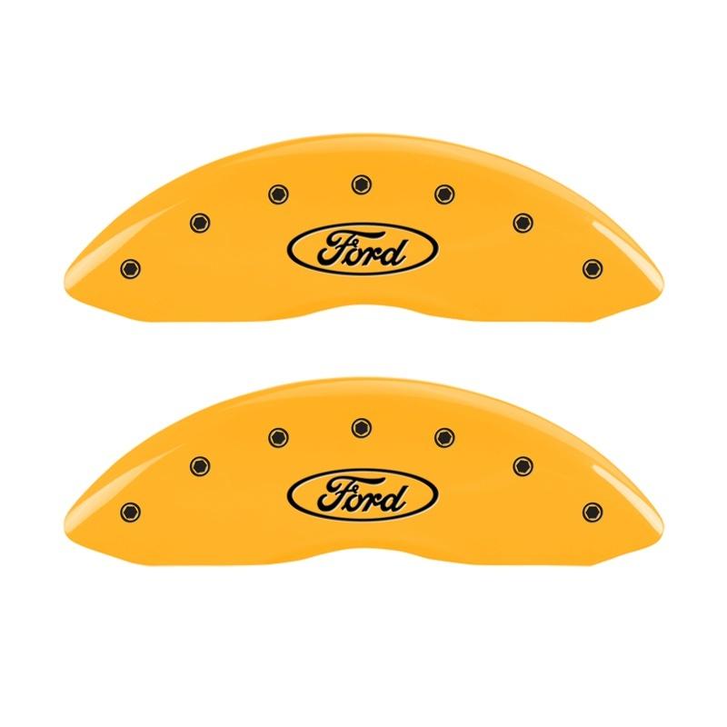 MGP 2 Caliper Covers Engraved Front Oval Logo/Ford Yellow Finish Blk Char 1998 Ford E-150 10234FFRDYL Main Image