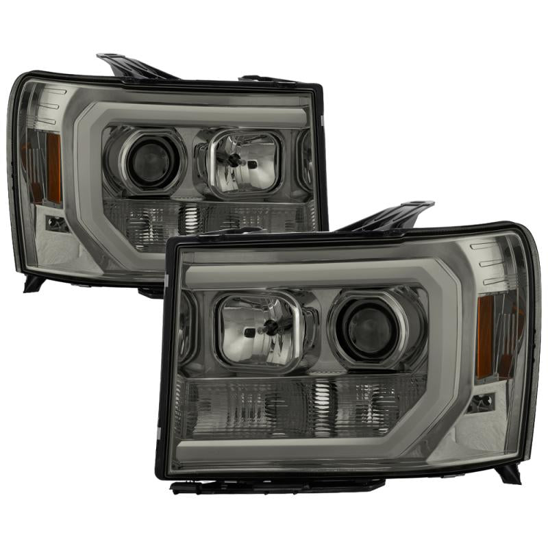 Spyder GMC Sierra 1500/2500/3500 07-13 V2 Projector Headlights - Smoke PRO-YD-GS07V2-LBDRL-SM 5083654 Main Image