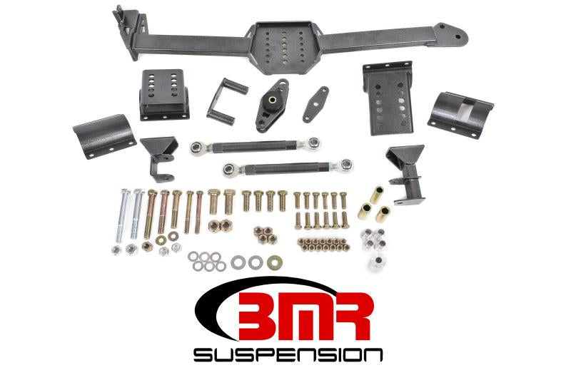 BMR 05-14 S197 Mustang Body Mount Watts Link Rod End/Poly w/ Adj. Axle Clamps - Black Hammertone WL005H Main Image