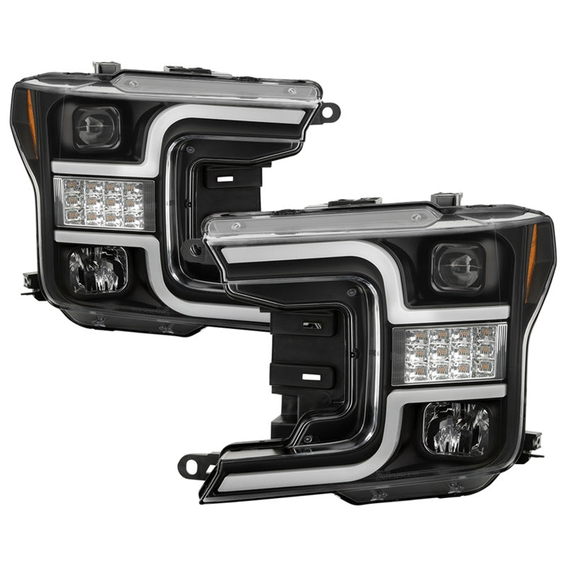 Spyder 18-19 Ford F-150 Proj Headlights - Halogen Model - LED Seq Turn - Blk PRO-YD-FF15018-LBSEQ-BK 5086648