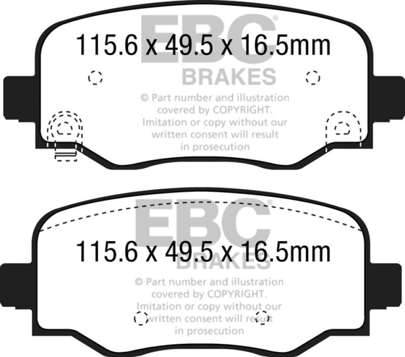 EBC 15+ Fiat 500X 1.4 Turbo Ultimax2 Rear Brake Pads UD1809 Main Image