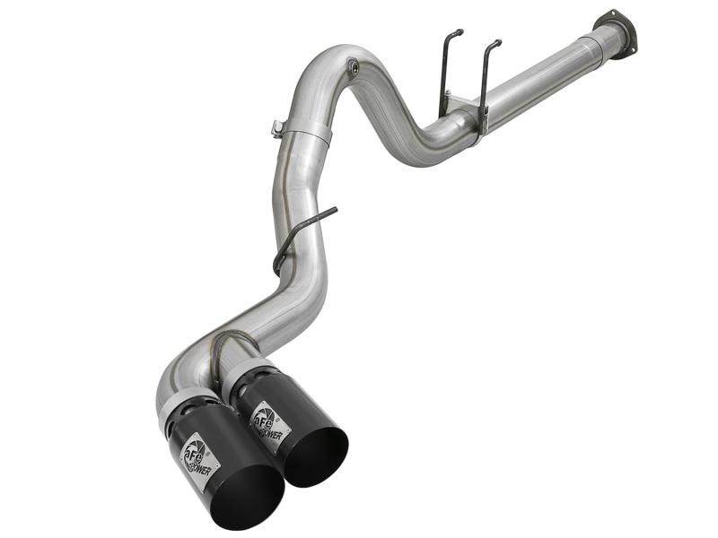 aFe Rebel XD 4in SS DPF-Back Exhaust 17-18 FOrd Diesel Trucks V8-6.7L (td) w/ Dual Black Tips 49-43102-B Main Image