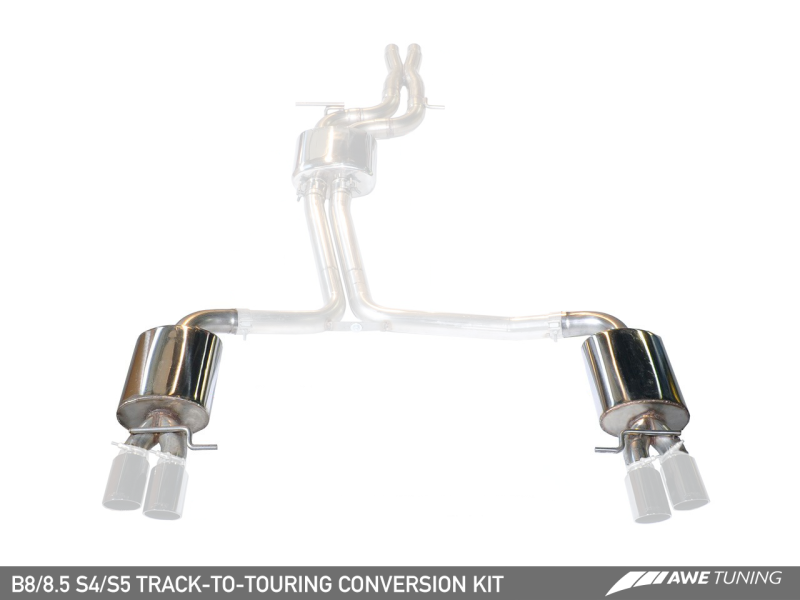 AWE Tuning 10-16 Audi S4 Quattro 3.0T (B8/8.5) Conversion Kit - Track to Touring (90mm Tips) 3815-41008