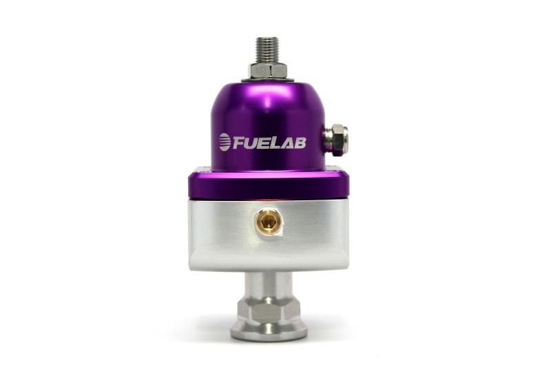 Fuelab 555 Carb Adjustable FPR Blocking 4-12 PSI (1) -8AN In (2) -8AN Out - Purple 55501-4 Main Image