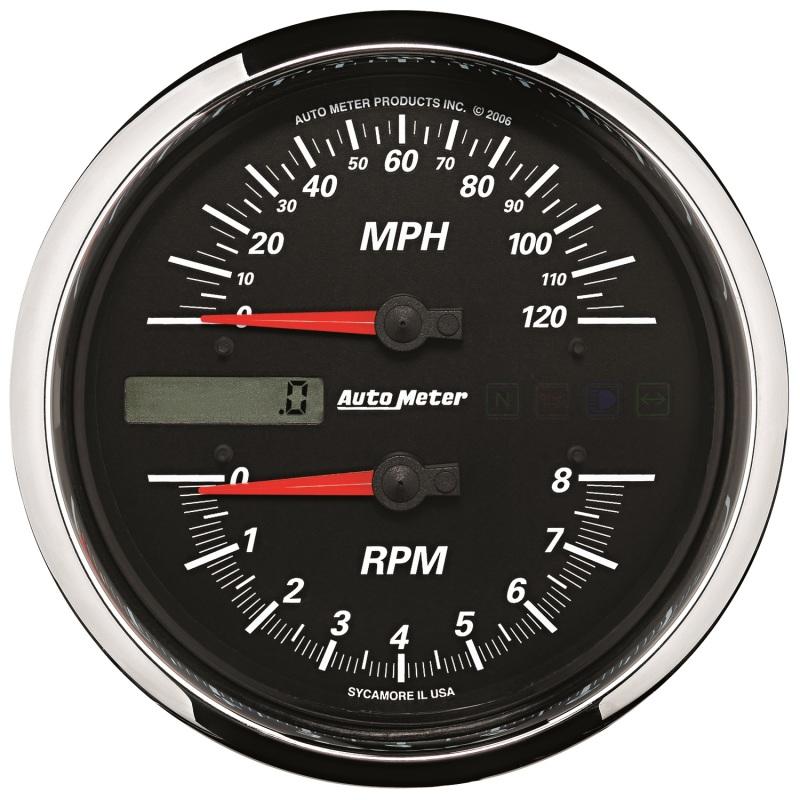 Autometer Pro-Cycle Gauge Tach/Speedo 4 1/2in 8K Rpm/120 Mph Black 19466 Main Image