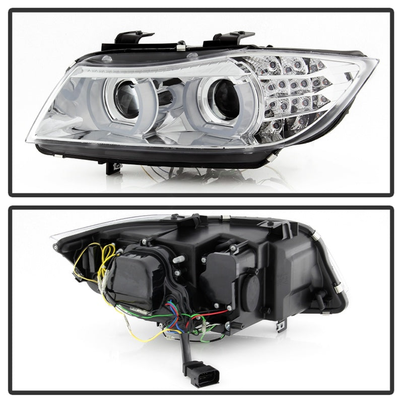 Spyder 09-12 BMW E90 3-Series 4DR Projector Headlights Halogen - LED - Chrome - PRO-YD-BMWE9009-C 5086471