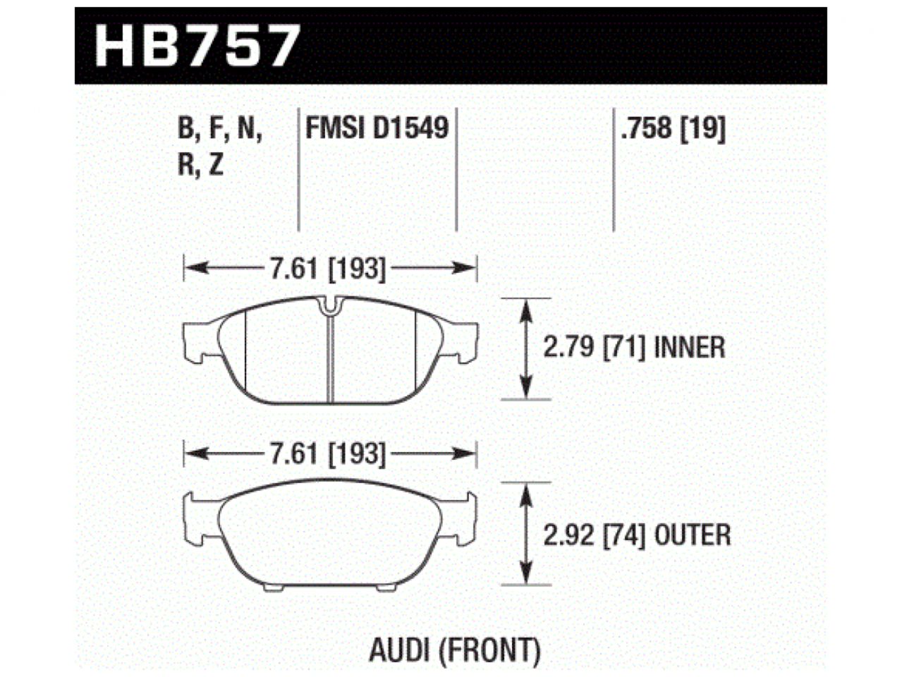 Hawk Brake Pads HB757R.758 Item Image