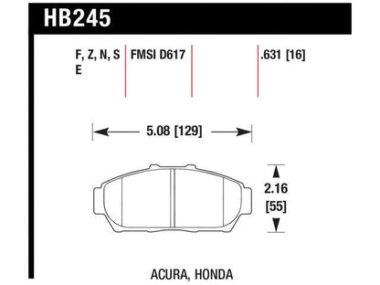 Hawk Brake Pads HB245EE.631 Item Image