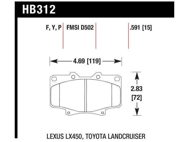 Hawk Brake Pads HB312R.591 Item Image