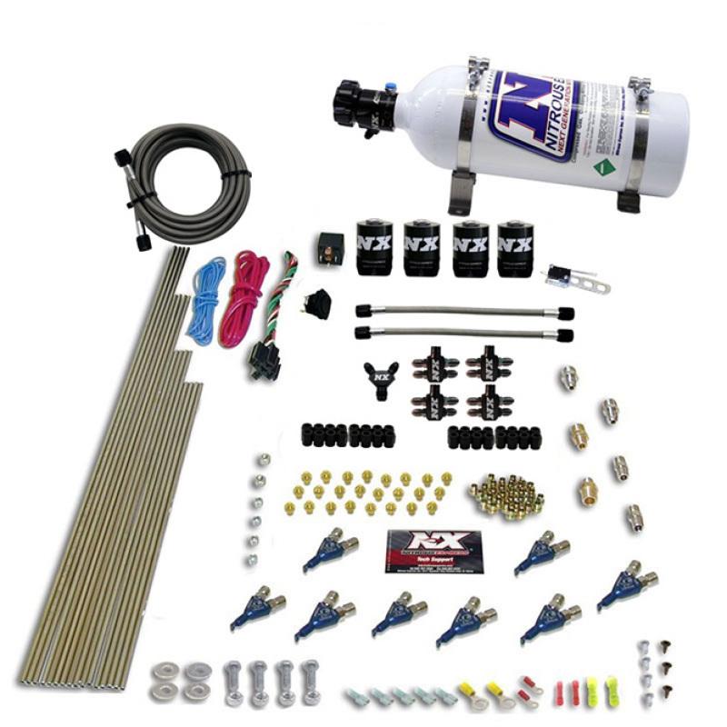 Nitrous Express 8 Cyl Piranha Direct Port 4 Solenoids Nitrous Kit (200-500HP EFI Jets) w/5lb Bottle 80001EFI-05 Main Image