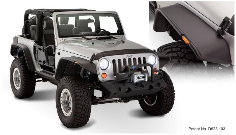 Bushwacker 07-18 Jeep Wrangler Flat Style Flares 4pc Fits 2-Door Sport Utility Only - Black 10919-07 Main Image