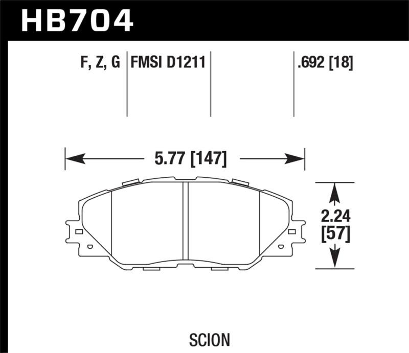 Hawk 06-16 Toyota RAV4 HPS 5.0 Front Brake Pads HB704B.692 Main Image