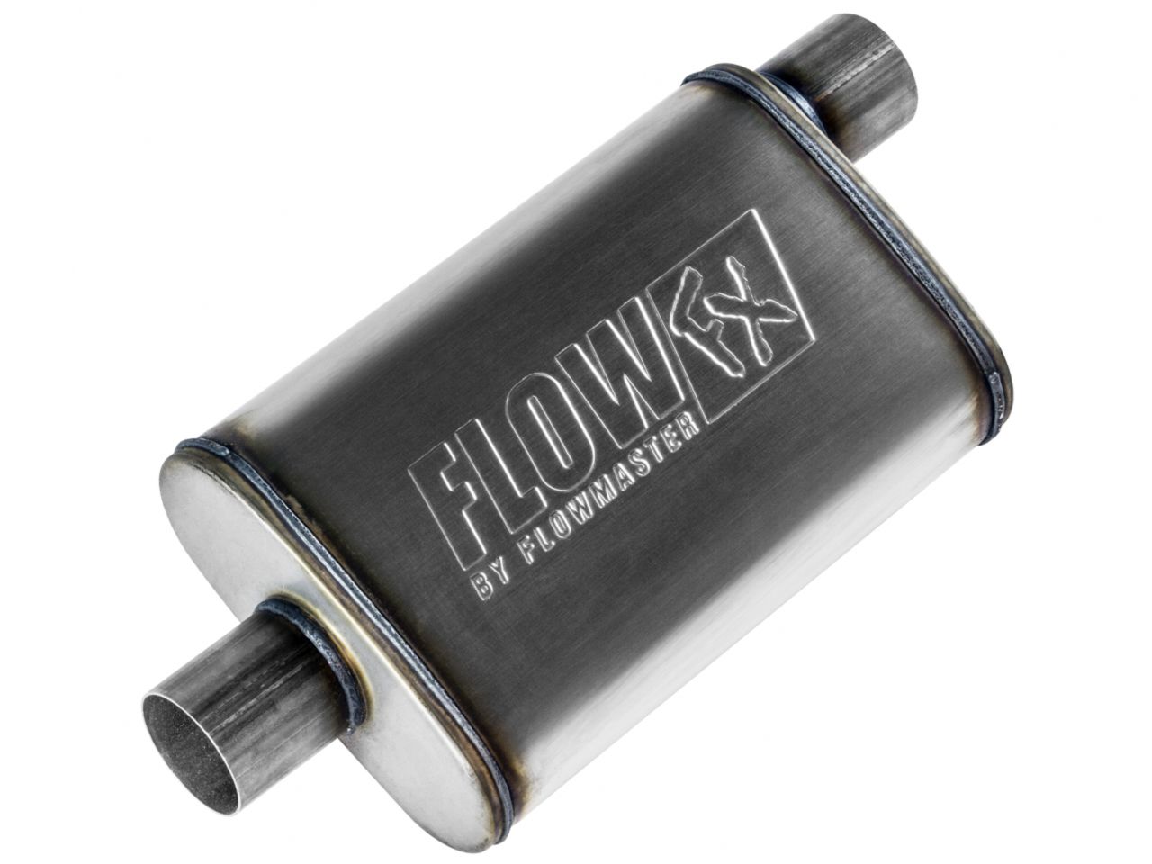 Flowmaster FlowFX Muffler, 2.50" IN (O) / OUT (C): ea, Stainless Steel