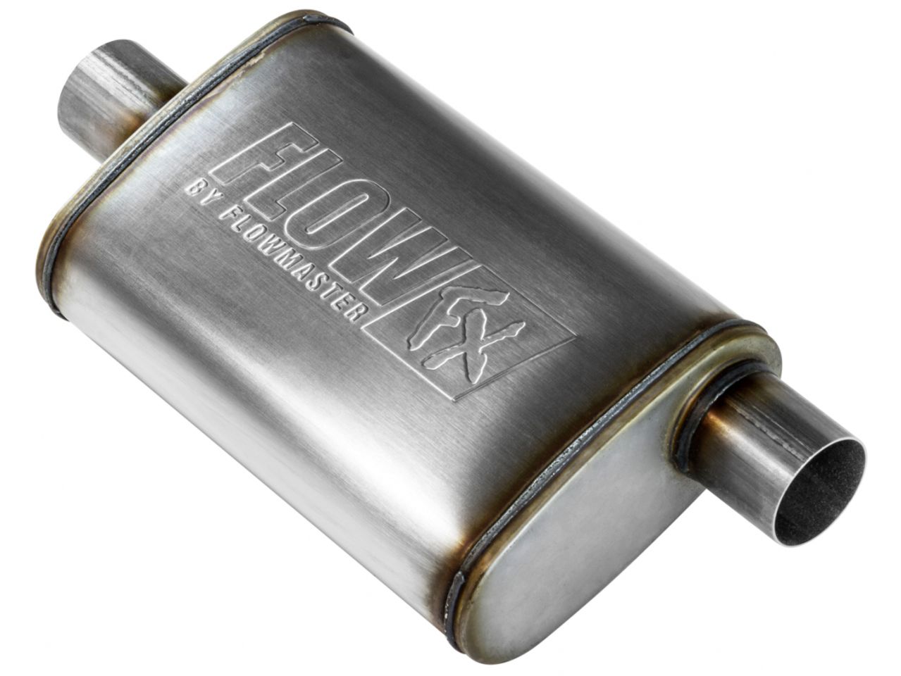 Flowmaster FlowFX Muffler, 2.50" IN (O) / OUT (C): ea, Stainless Steel