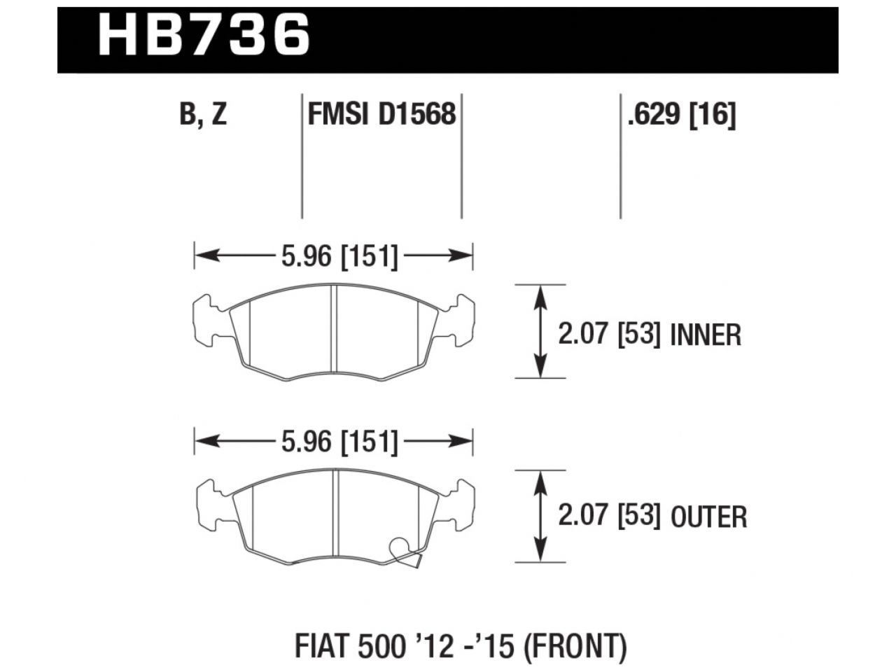 Hawk Brake Pads HB736B.629 Item Image