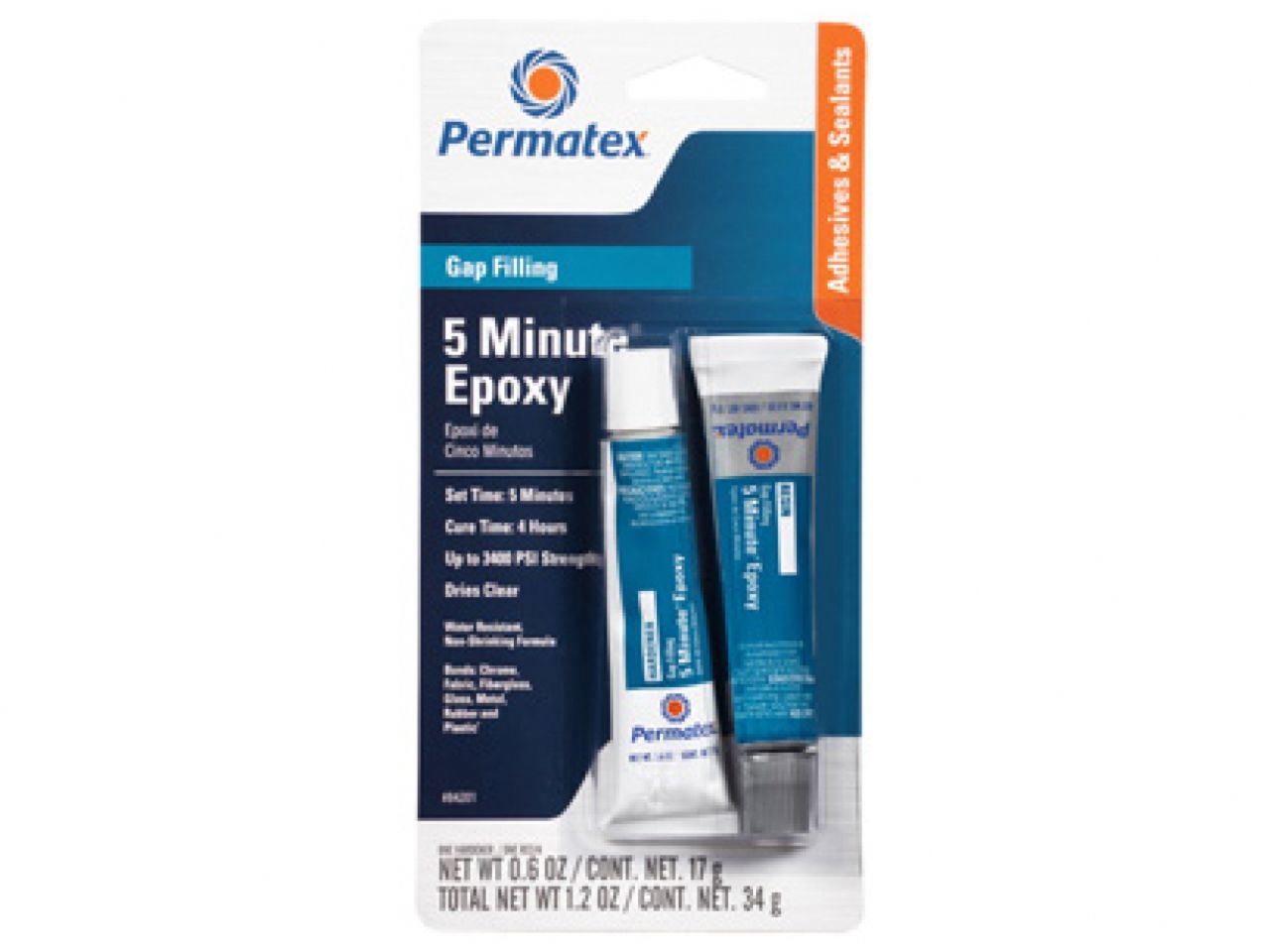 Permatex PERMAPOXY 5 Minute General Purpose Epoxy -- Clear, .84 fl oz