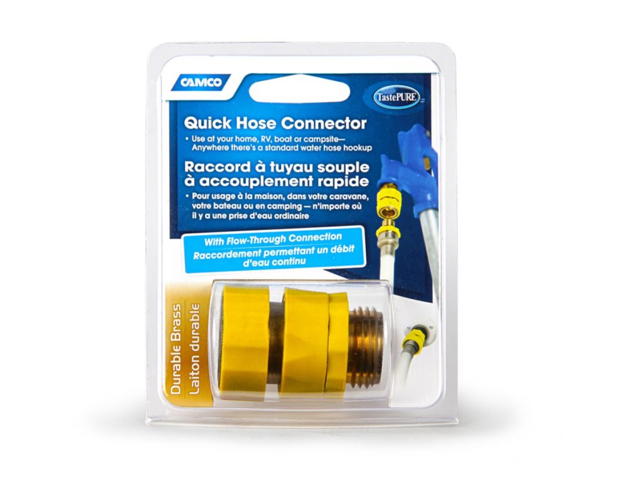 Camco Quick Hose Connect - w / Yellow Grip w / o Auto-Shut-Off Bilingual LLC