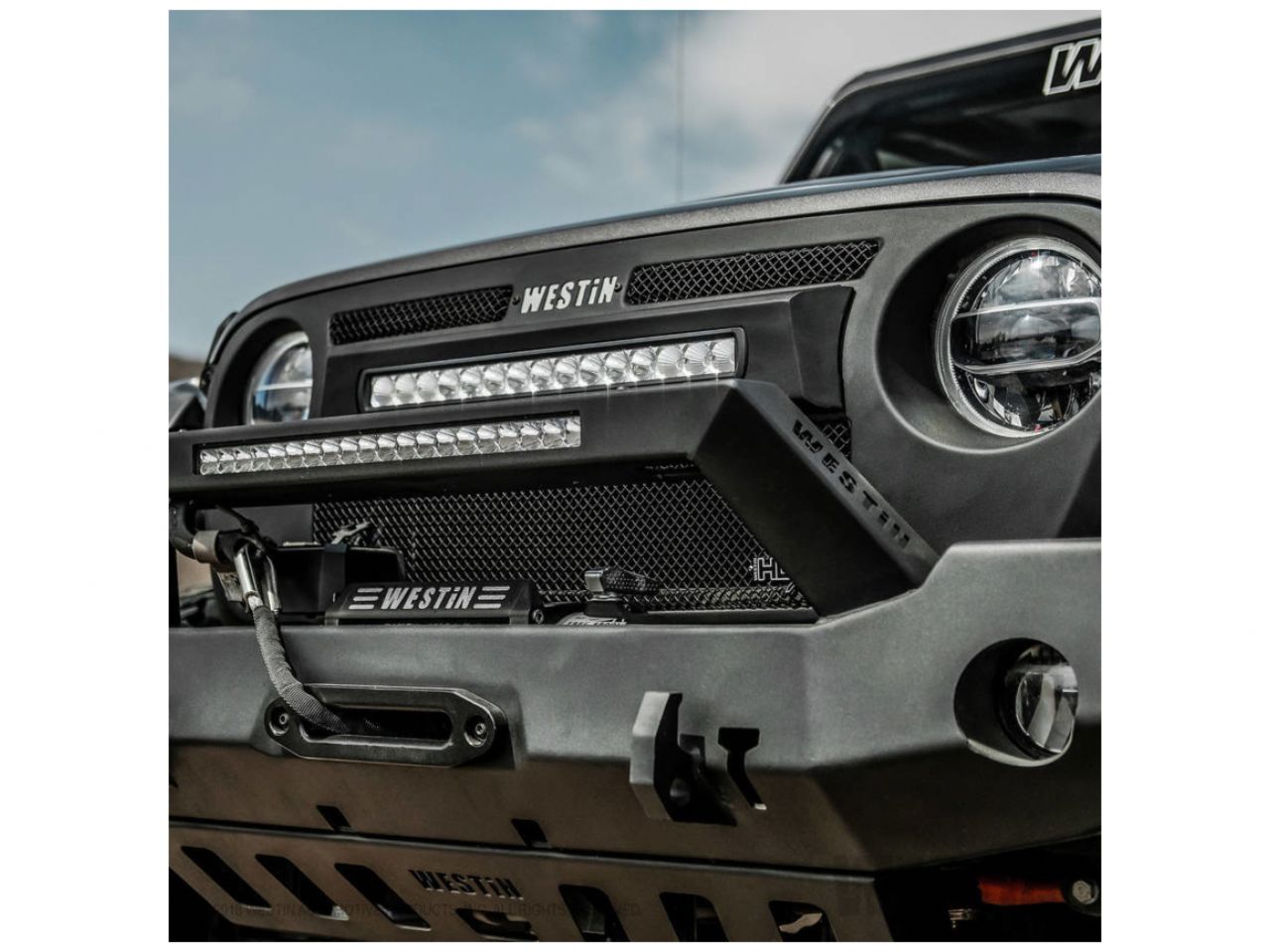 Westin WJ2 Full Width Front Bumper w/LED Light Bar Mount