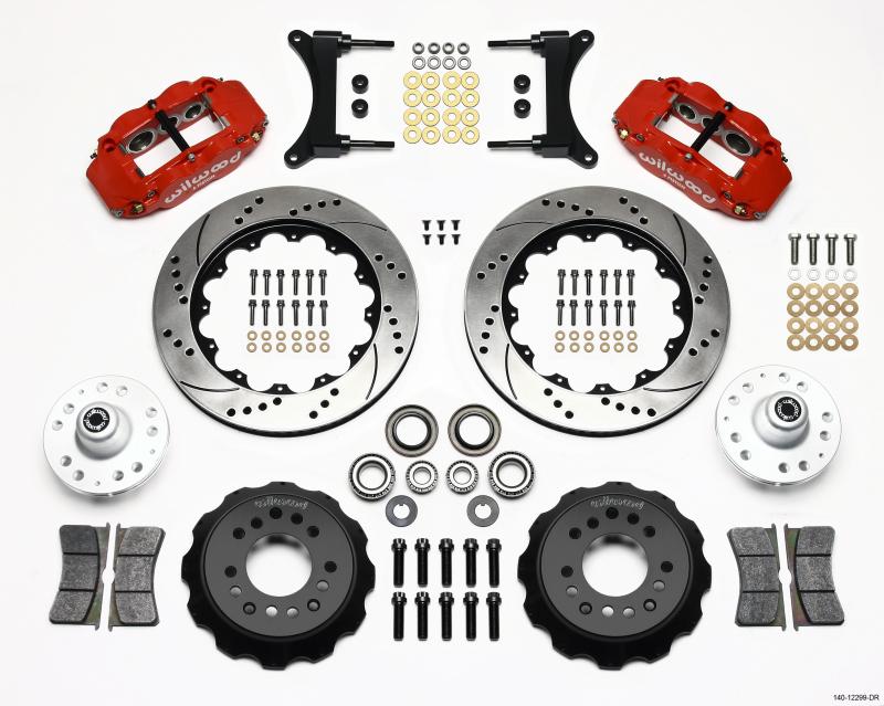 Wilwood Narrow Superlite 6R Front Hub Kit 14.00in Drill Red 79-87 GM G Body 140-12299-DR Main Image