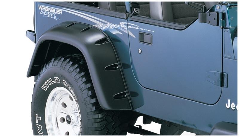 Bushwacker 87-95 Jeep Wrangler Cutout Style Flares 2pc Cutting Optional Not Renegade - Black 10058-07 Main Image