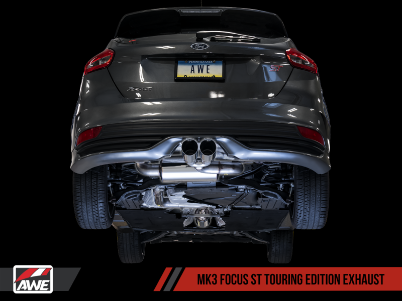 AWE Tuning Ford Focus ST Touring Edition Cat-back Exhaust - Non-Resonated - Diamond Black Tips 3015-33092 Main Image