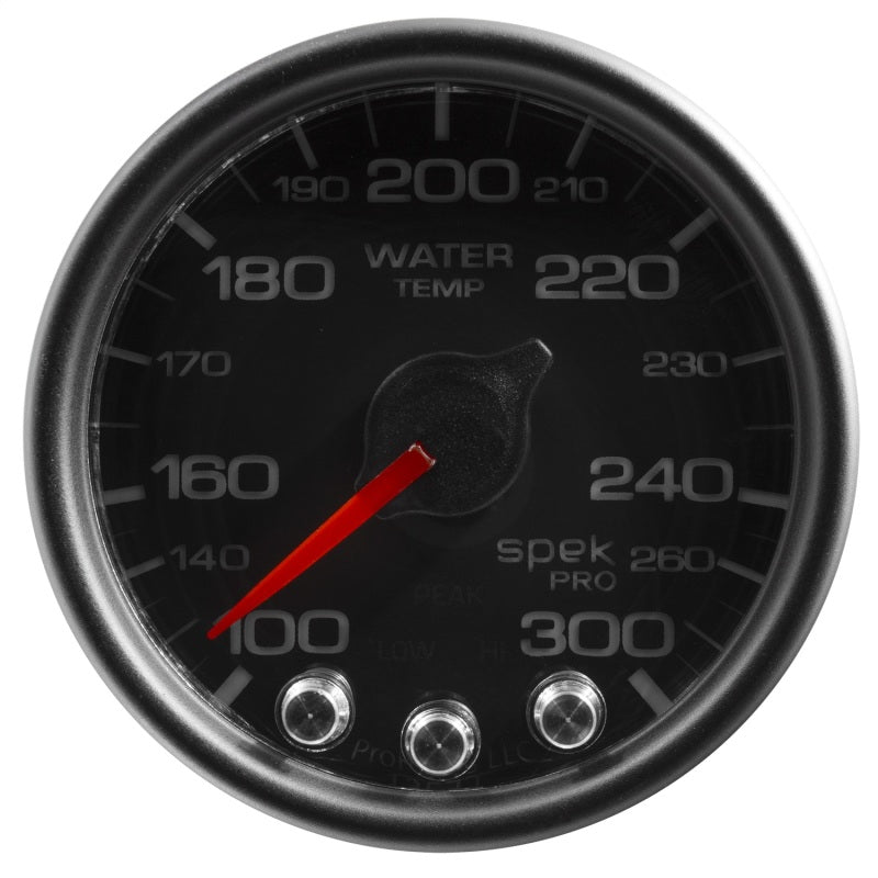 Autometer Spek-Pro Gauge Water Temp 2 1/16in 300f Stepper Motor W/Peak & Warn Blk/Blk P34632