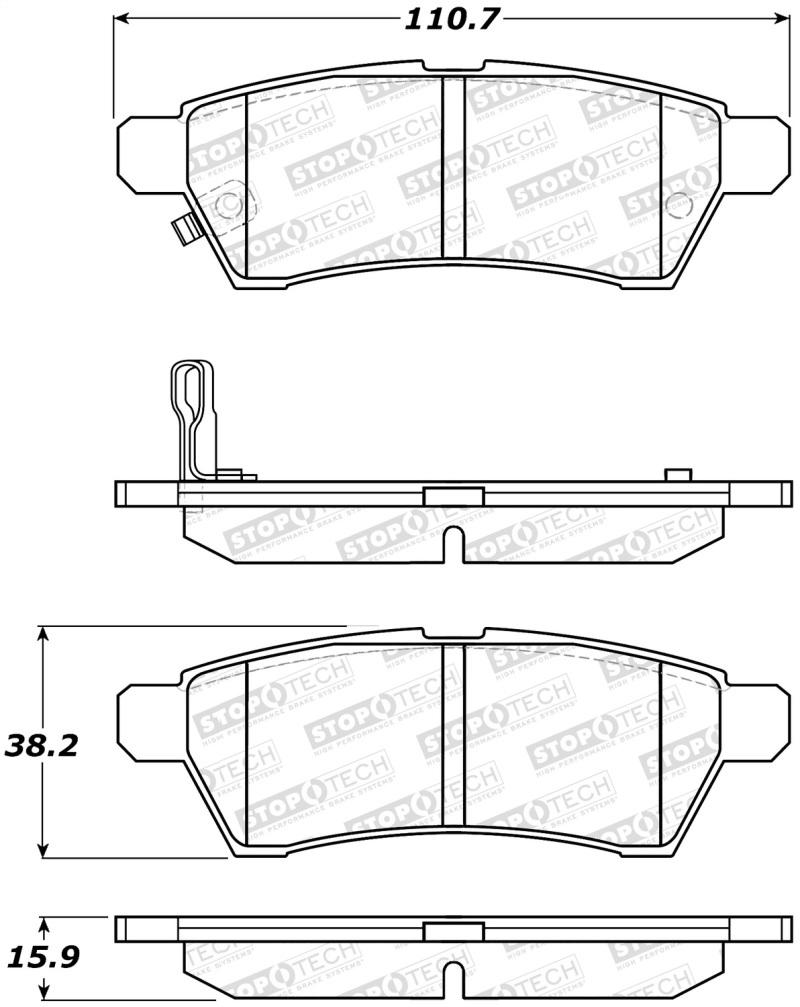 StopTech 05-18 Nissan Frontier Street Performance Rear Brake Pads 308.11000 Main Image