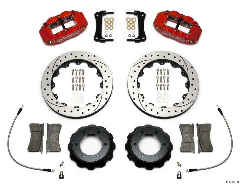 Wilwood Narrow Superlite Red 6R Front Kit 12.88in Drilled Rotor w/ Lines 05-15 Toyota Tacoma 140-14577-DR Main Image