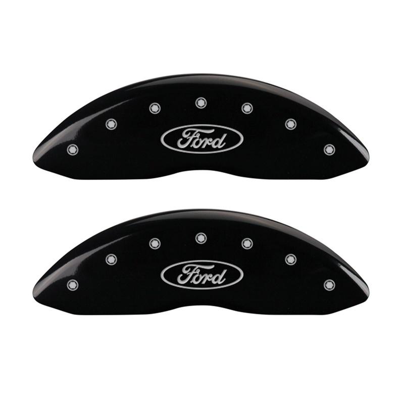 MGP Front set 2 Caliper Covers Engraved Front Oval logo/Ford Black finish silver ch 10232FFRDBK Main Image