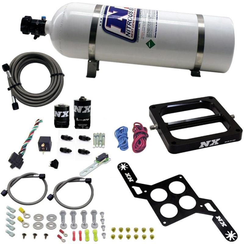 Nitrous Express 4500 RNC Conventional Nitrous Plate Kit w/.375in Solenoid w/15lb Bottle 55170-15 Main Image