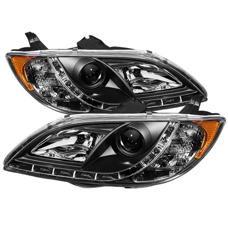 Spyder Mazda 3 04-08 4Dr Sedan Projector Headlights Halogen - DRL Blk PRO-YD-M304-DRL-BK 5017451 Main Image