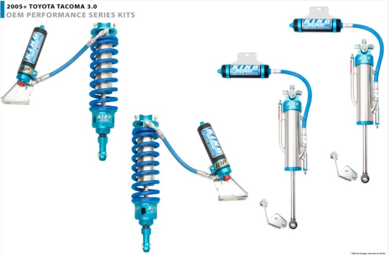 King Shocks 2005+ Toyota Tacoma (6 Lug) Frt Stg 3 Kit 3.0 Dia Res Coilover w/Adj/Int Bypss (Pair) 33001-209A