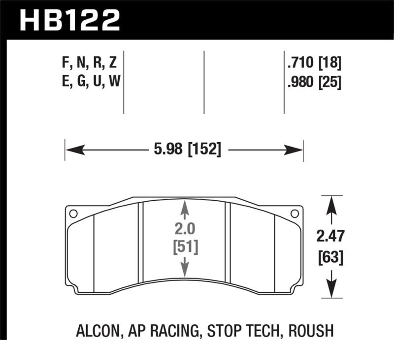 Hawk DTC-80 AP Racing Alcon Race Brake Pads HB122Q.710 Main Image