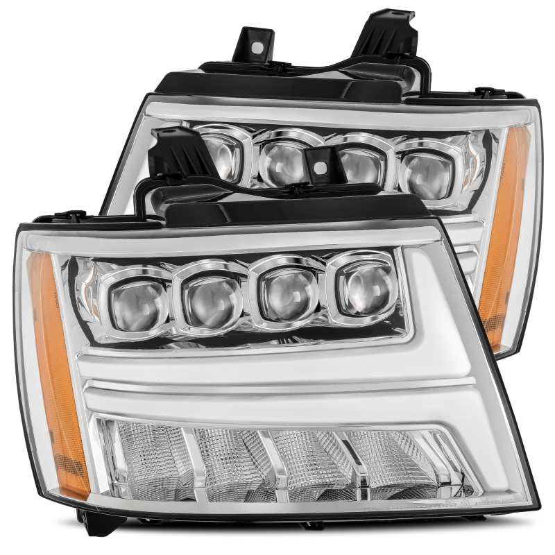 AlphaRex 07-13 Chevy AvalancheáNOVA LED Proj Headlights Plank Style Design Chrome w/Activ Light/DRL 880286 Main Image