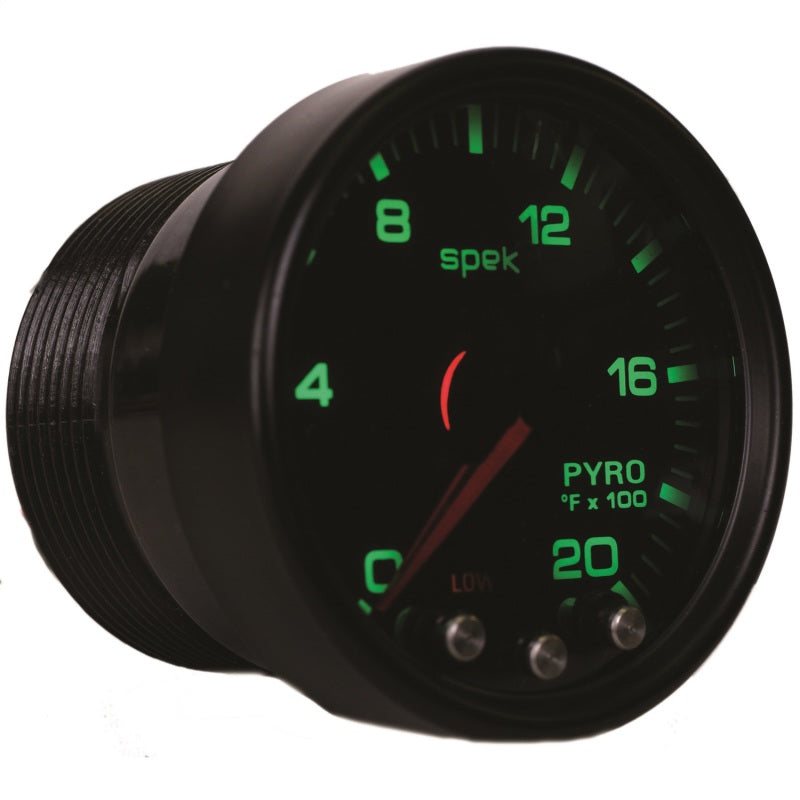 Autometer Spek-Pro Gauge Pyro. (Egt) 2 1/16in 2000f Stepper Motor W/Peak & Warn Blk/Smoke/Blk P31052