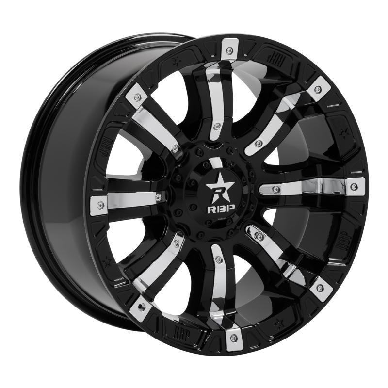 RBP 94R 18x10 Blank BP / -25mm Offset 78mm CB Black w/Chrome Inserts Wheel 94R-1810-00-25BP Main Image