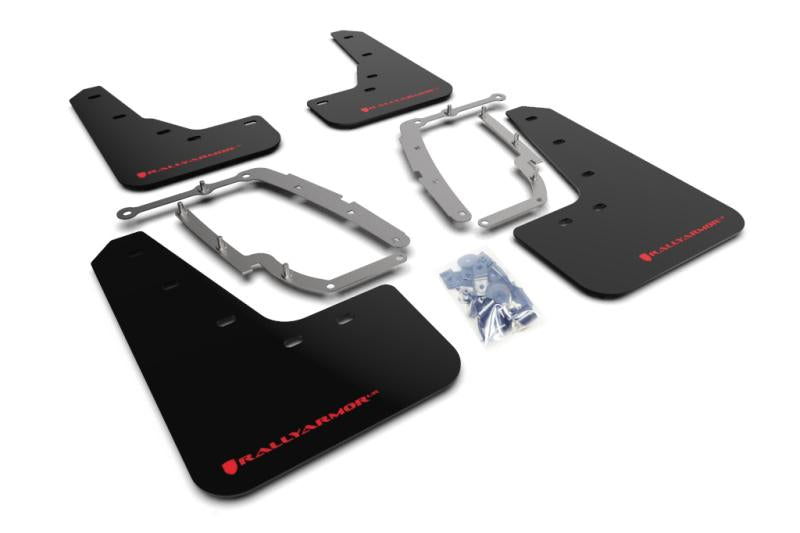 Rally Armor 17+ Tesla Model 3 UR Black Mud Flap w/ Red Logo MF62-UR-BLK/RD Main Image