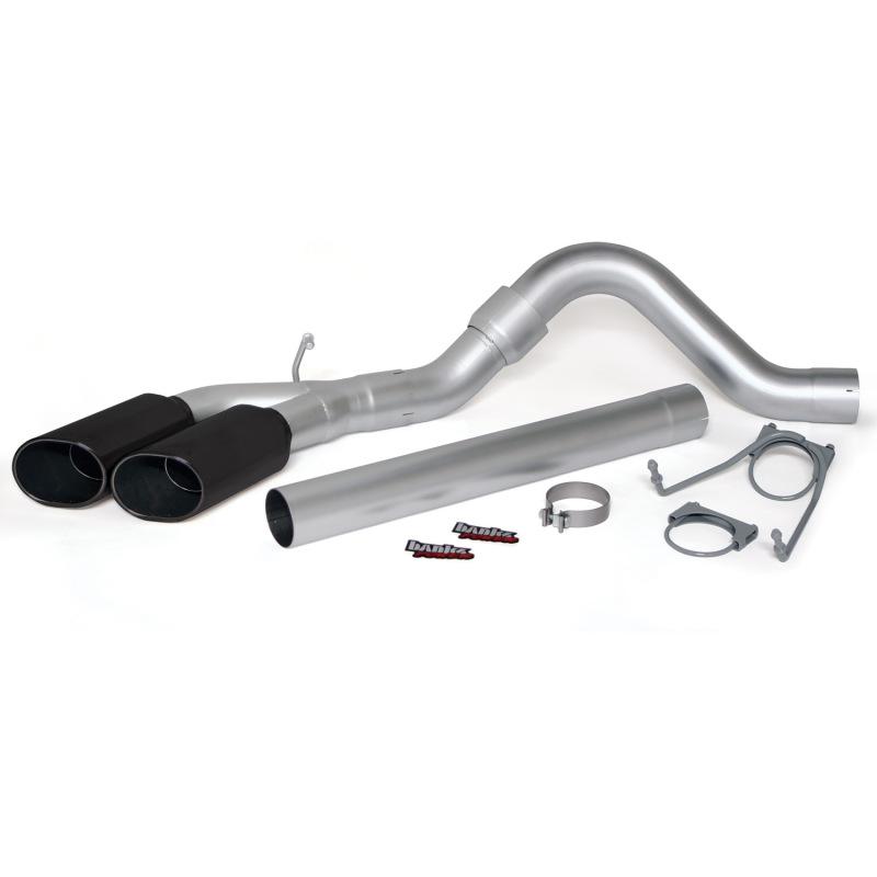 Banks Power 07-10 Dodge 6.7L SCLB & CCLB Monster Exhaust Sys - SS Single-Dual Exhaust w/ Black Tips 49766-B Main Image