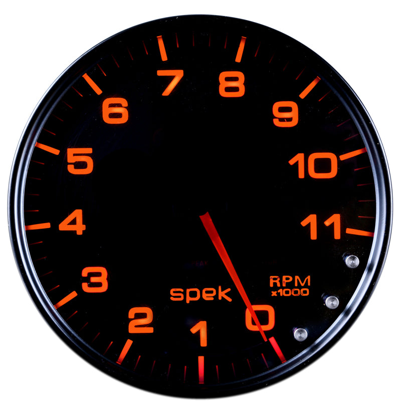 Autometer Spek-Pro Gauge Tachometer 5in 11K Rpm W/Shift Light & Peak Mem Black/Smoke/Black P23952