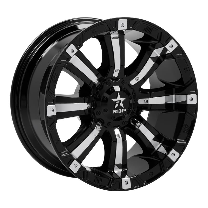 RBP 94R 20x9.0 Blank BP / -12mm Offset 78mm CB Black w/Chrome Inserts Wheel 94R-2090-00-12BP Main Image