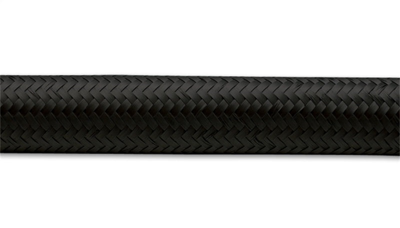 Vibrant 2ft Roll of Black Nylon Braided Flex Hose; AN Size: -6; Hose ID: 0.34"