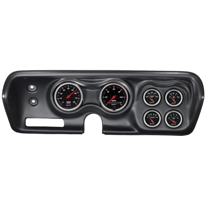 Autometer Designer Black 71-74 Charger/ GTX/ Road Runner Dash Kit 6pc Tach/MPH/Fuel/Oil/WTMP/Volt 7030-DB Main Image