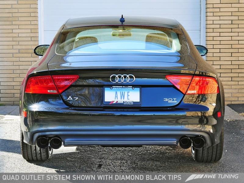 AWE Tuning Audi C7 A7 3.0T Touring Edition Exhaust - Quad Outlet Diamond Black Tips 3015-43078 Main Image