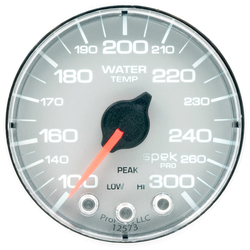 Autometer Spek-Pro Gauge Water Temp 2 1/16in 300f Stepper Motor W/Peak & Warn Slvr/Chrm P346218