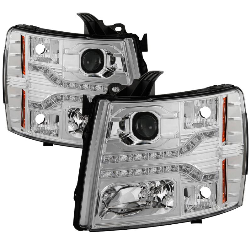 Spyder Chevy Silverado 1500 07-13 V2 Projector Headlights - LED DRL - Chrome PRO-YD-CS07V2-DRL-C 5083586 Main Image